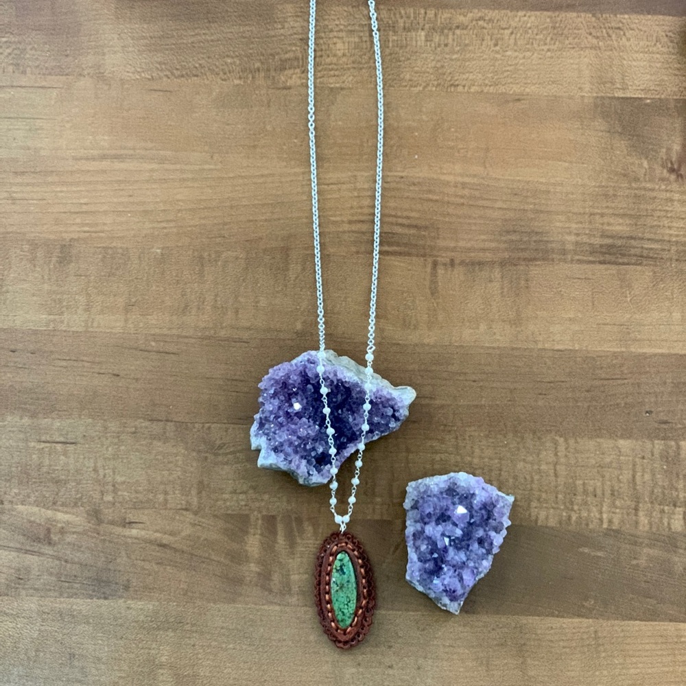 Artisan Made Bamboo Turquoise Necklace
